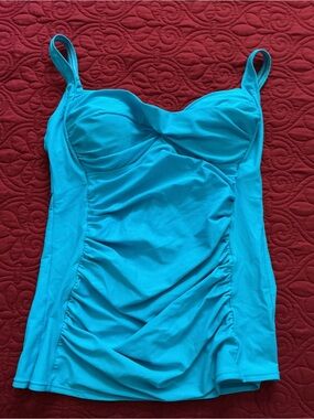 Sunset Swimwear  Turquoise Ruched Tankini Swim Top